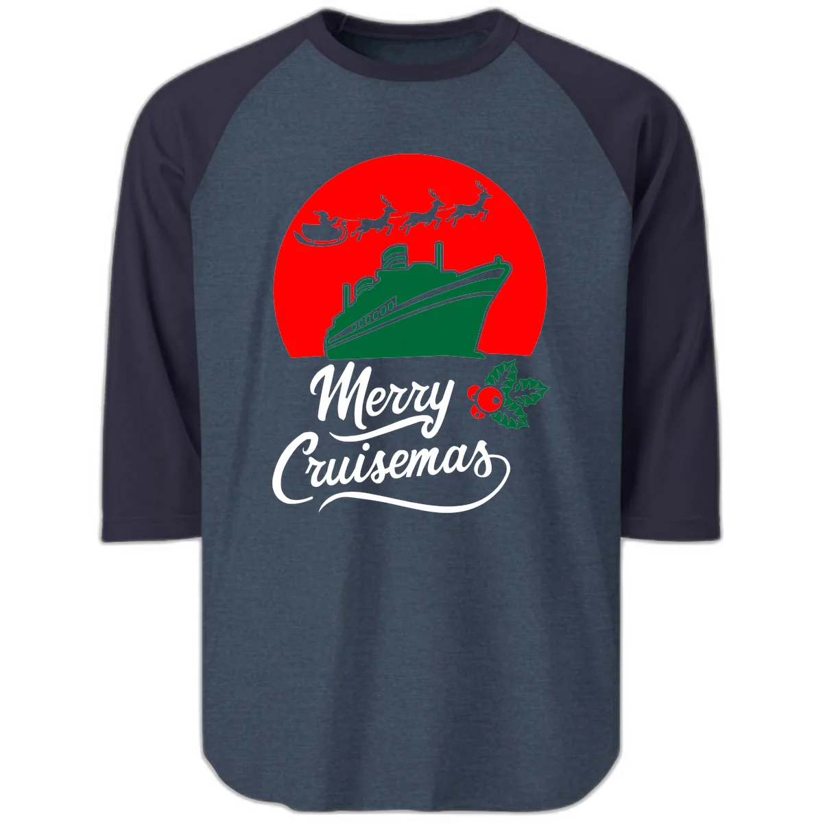 Merry Cruisemas Raglan 3/4 in Heather Denim Navy