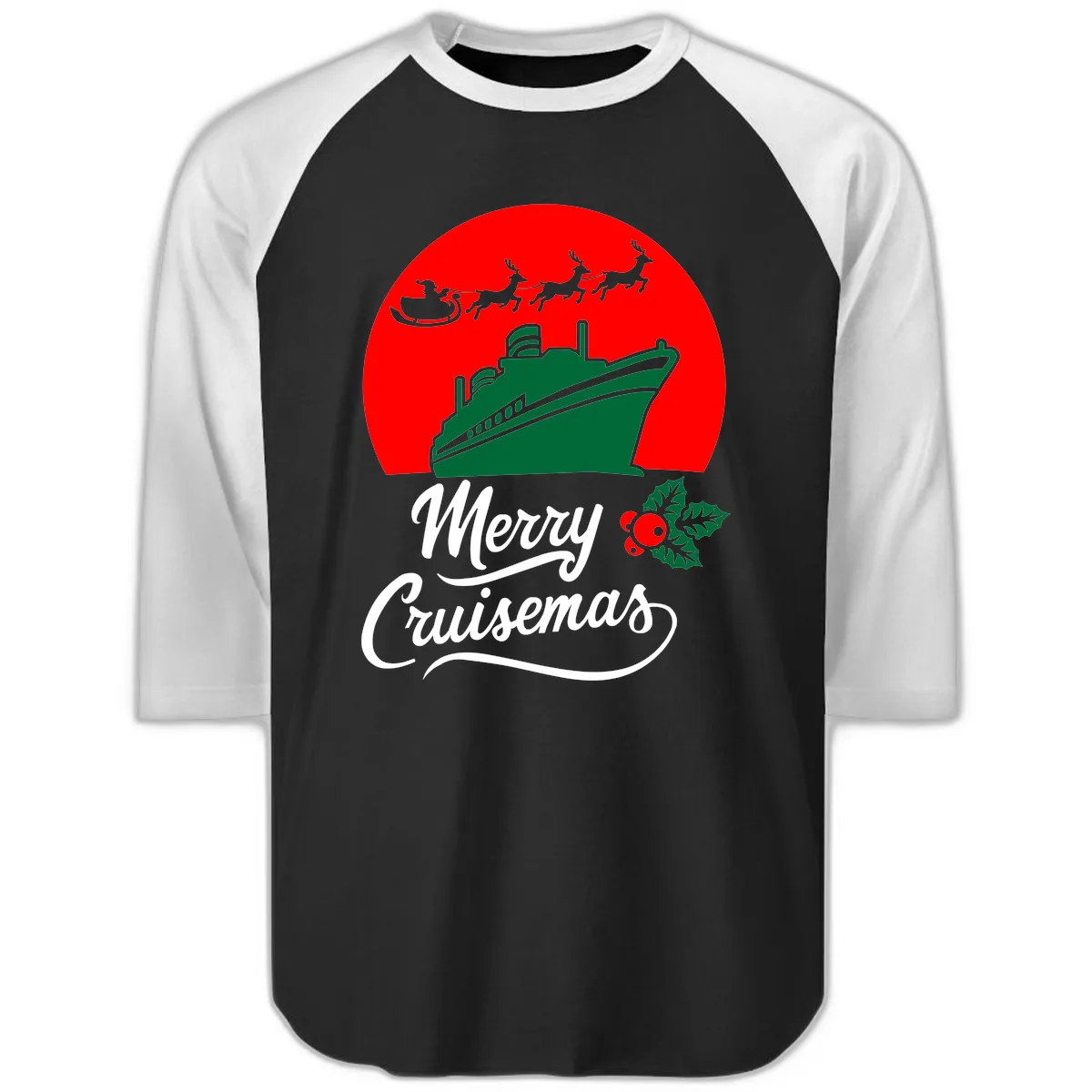 Merry Cruisemas Raglan 3/4 in Black White