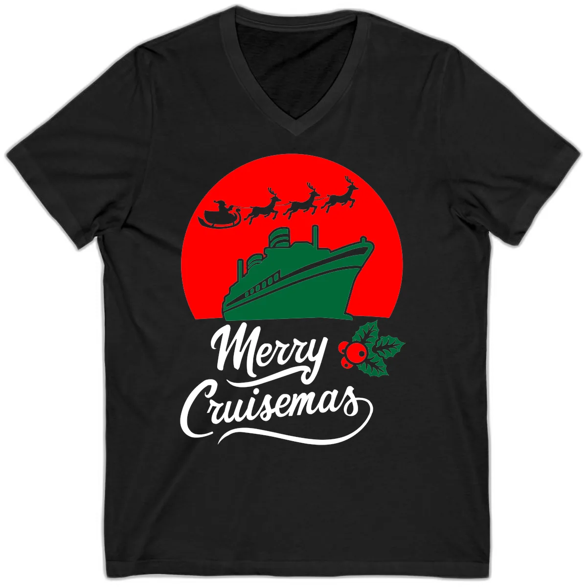 Merry Cruisemas V-Neck in Black