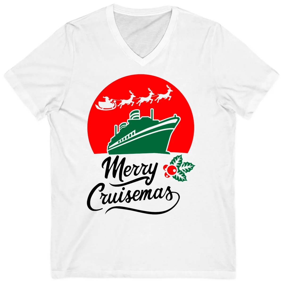 Merry Cruisemas V-Neck in White