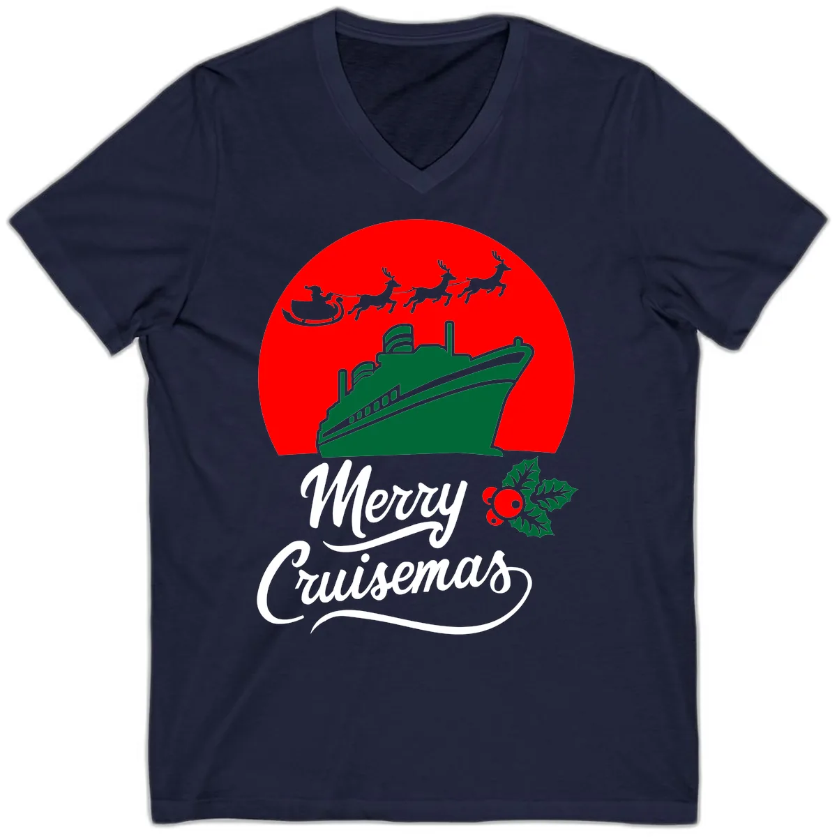 Merry Cruisemas V-Neck in Navy