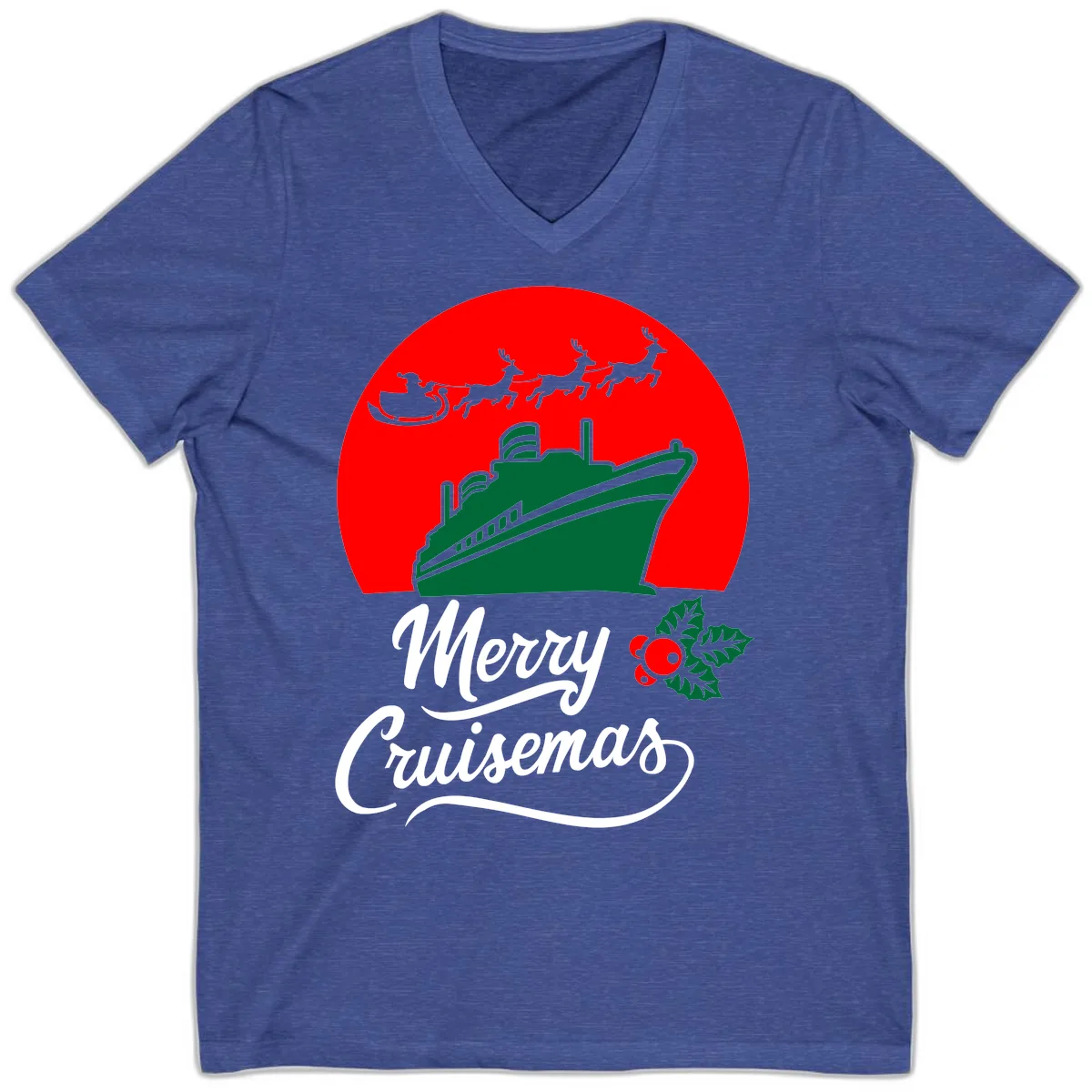 Merry Cruisemas V-Neck in Heather True Royal