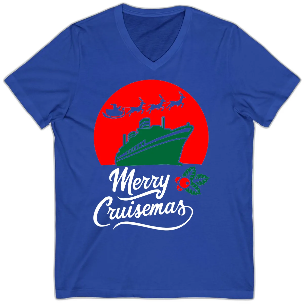 Merry Cruisemas V-Neck in True Royal