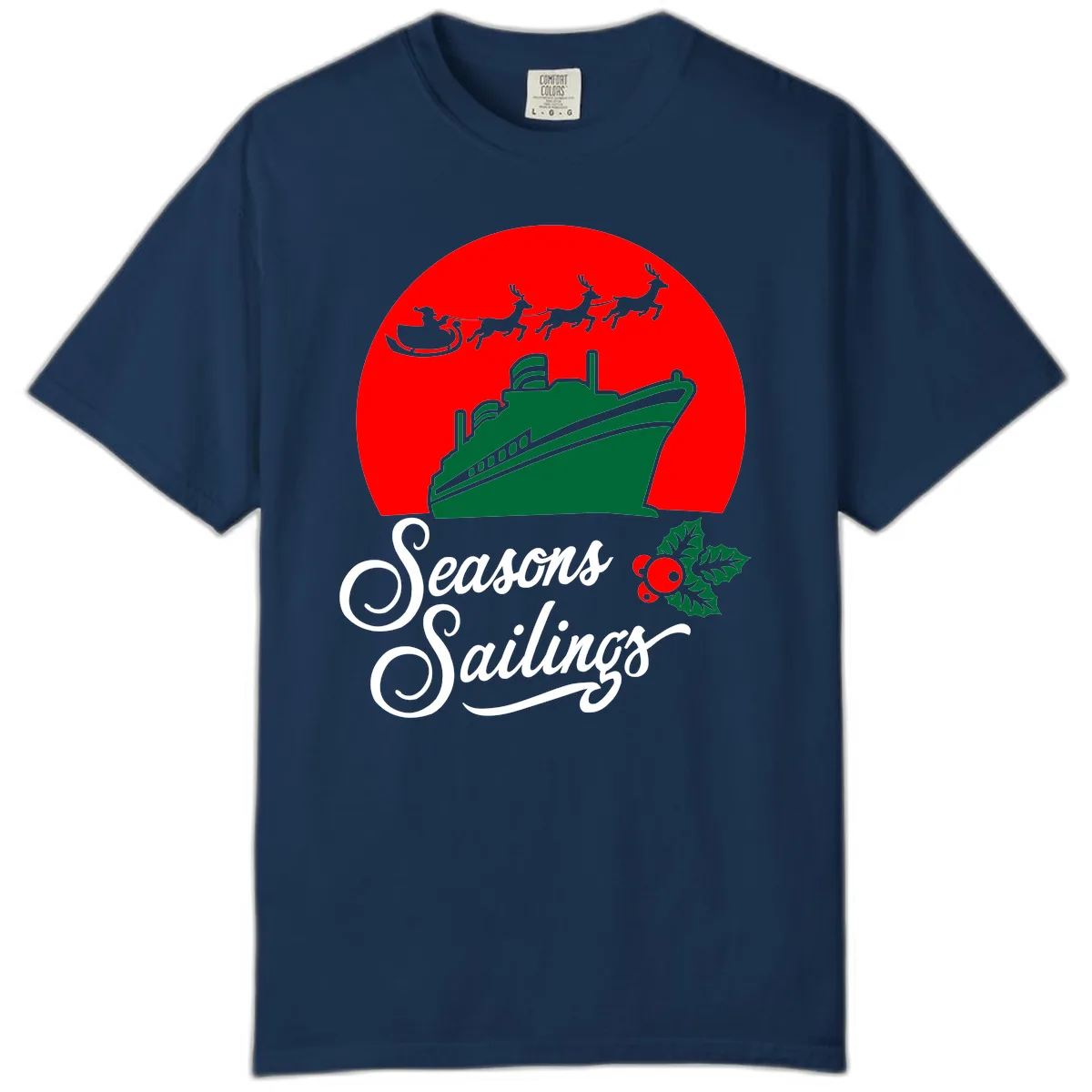 Seasons Sailings Cruise Ship Holiday Comfort Color in Navy
