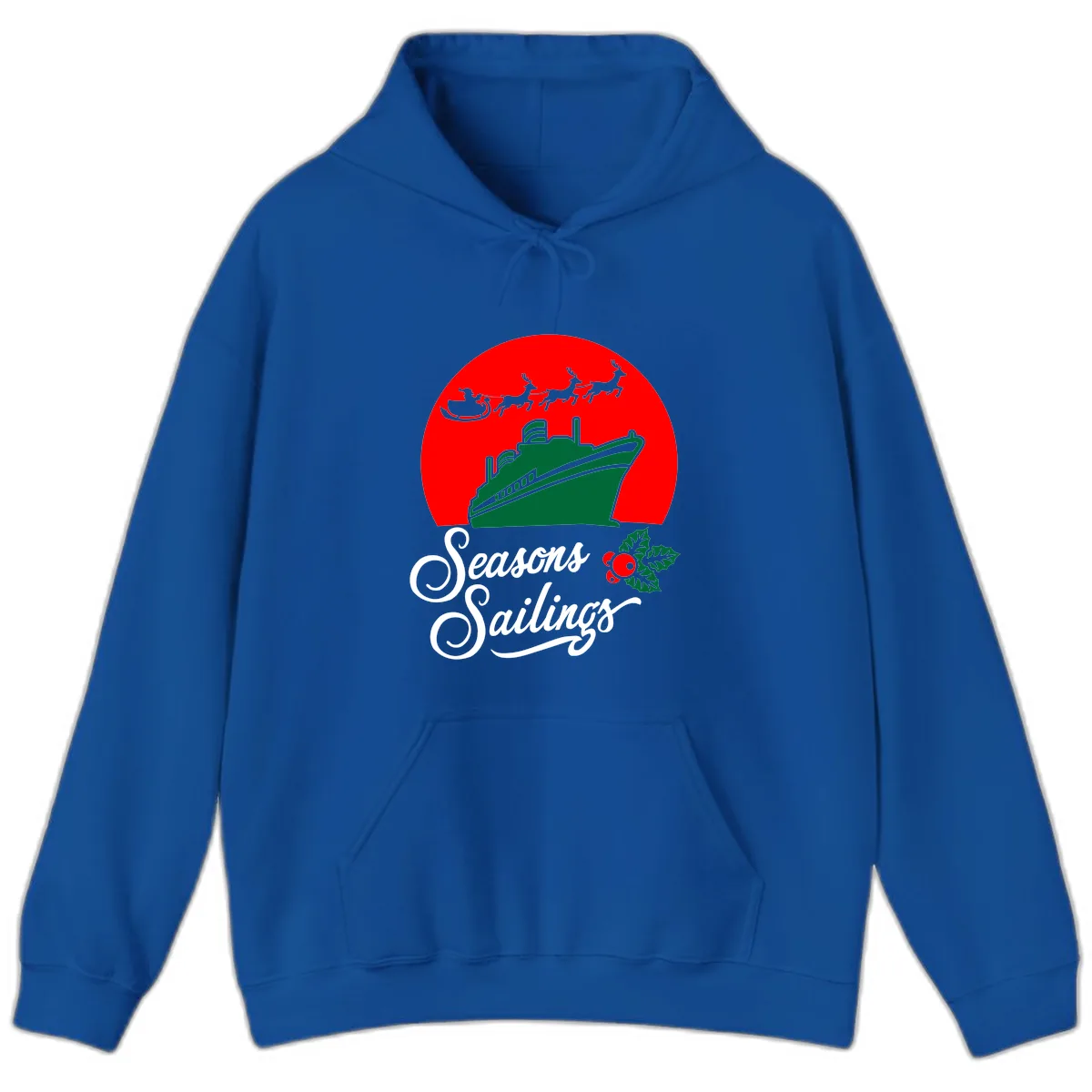 Seasons Sailings Cruise Ship Holiday Hoodie in Royal