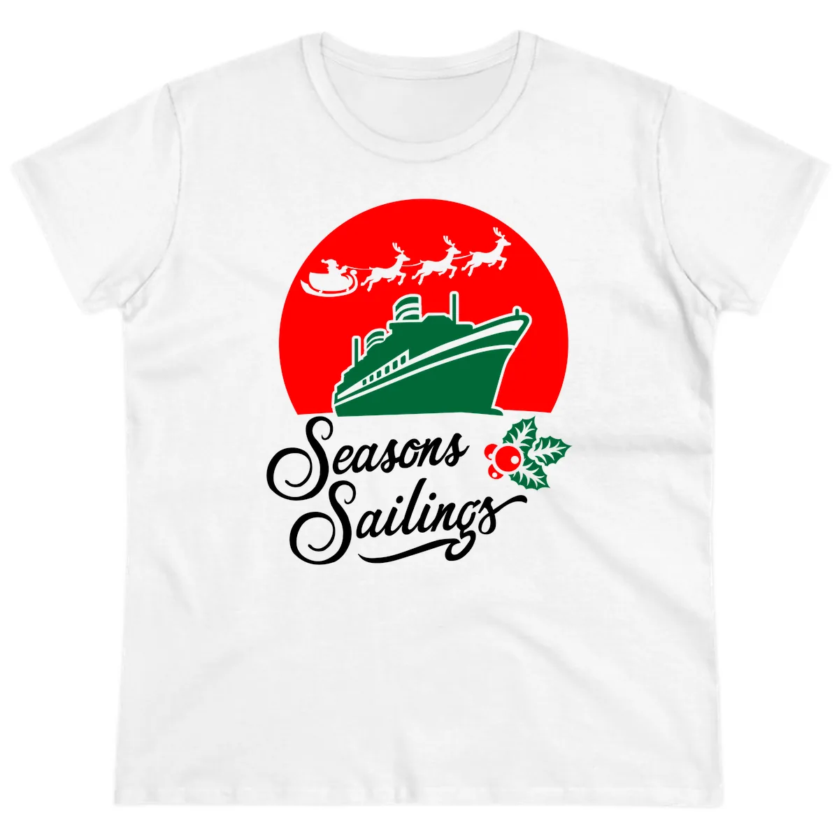 Seasons Sailings Cruise Ship Holiday Ladies Tee in White