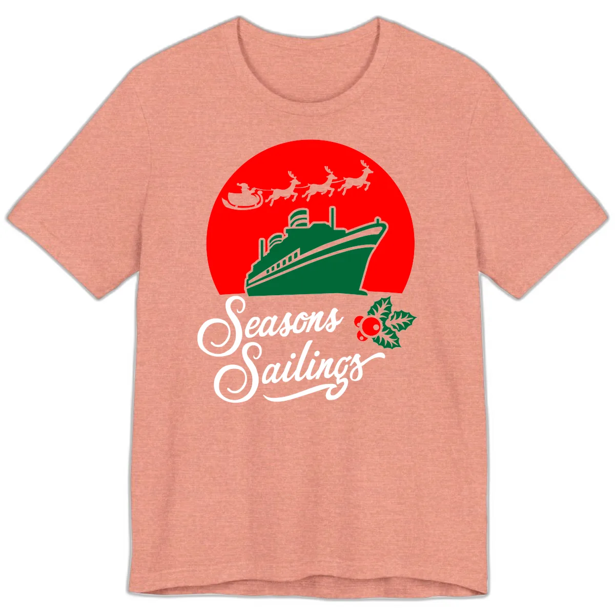 Seasons Sailings Cruise Ship Holiday Premium T-Shirt in Heather Sunset
