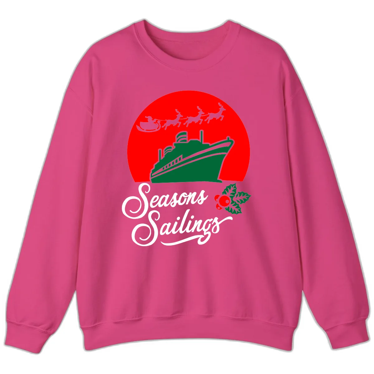 Seasons Sailings Cruise Ship Holiday Sweatshirt in Heliconia
