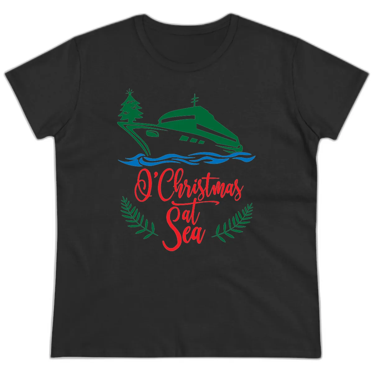 O Christmas At Sea Ladies Tee in Black