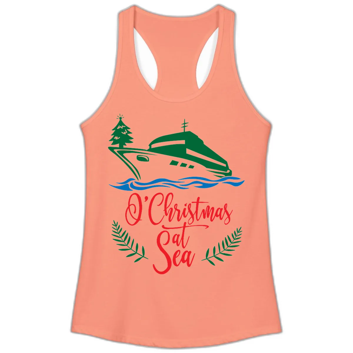 O Christmas At Sea Ladies Tank in Solid Light Orange