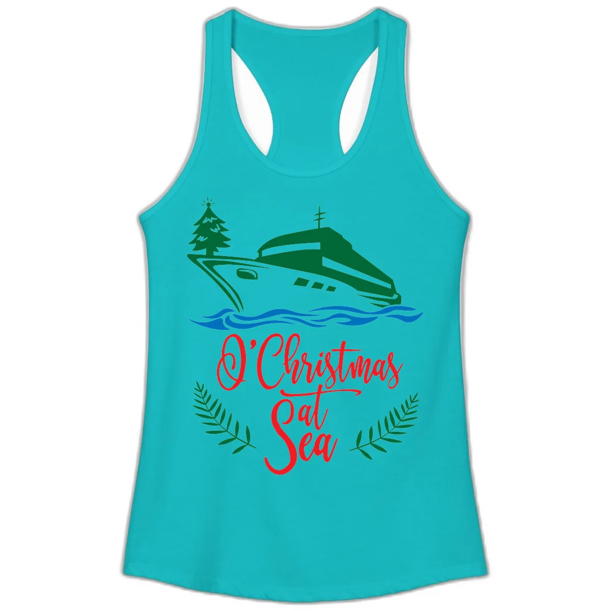 O Christmas At Sea Ladies Tank in Tahiti Blue