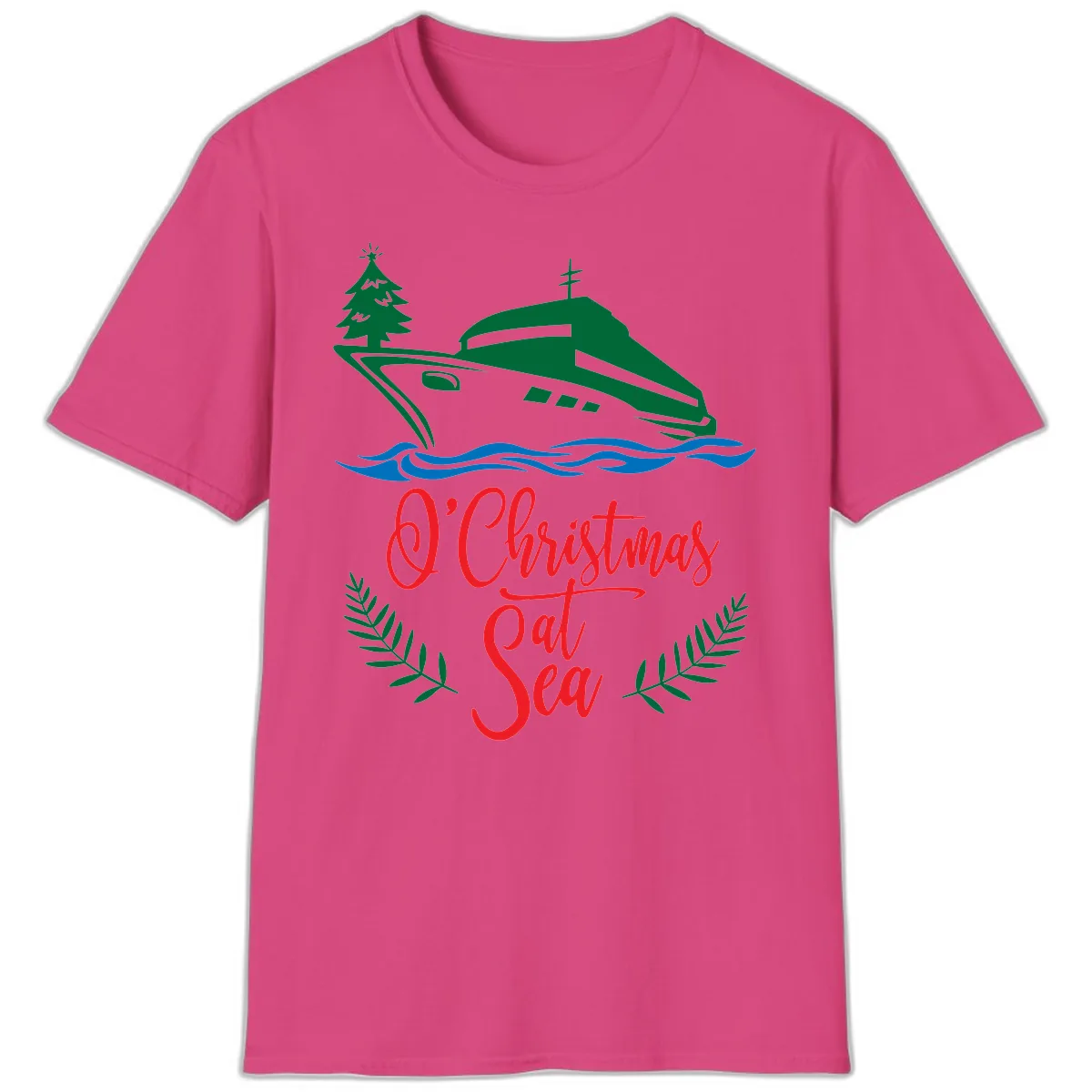 O Christmas At Sea T-Shirt in Heliconia
