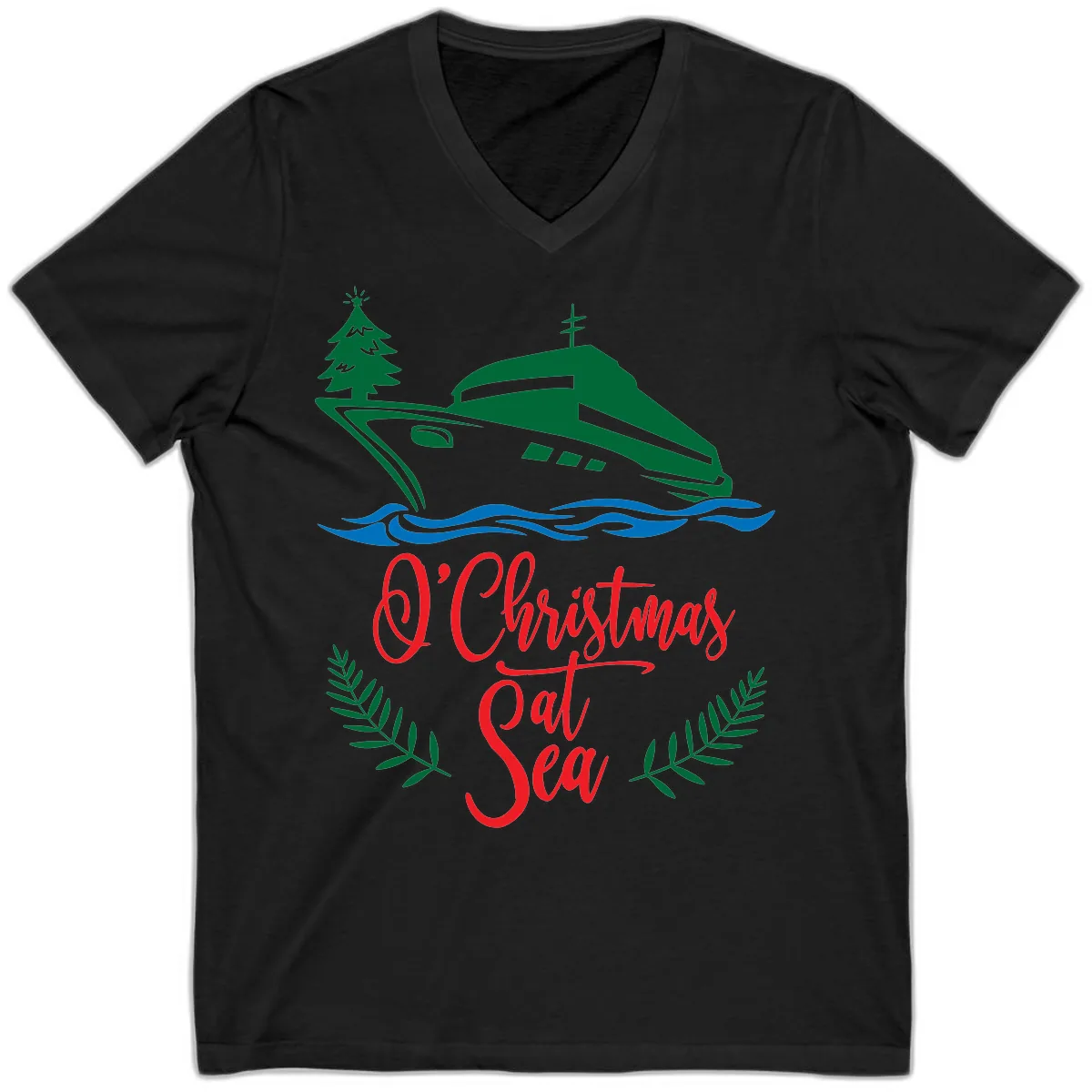 O Christmas At Sea V-Neck in Black