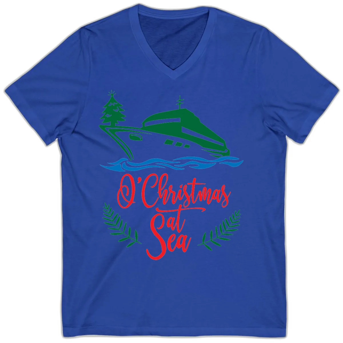 O Christmas At Sea V-Neck in True Royal