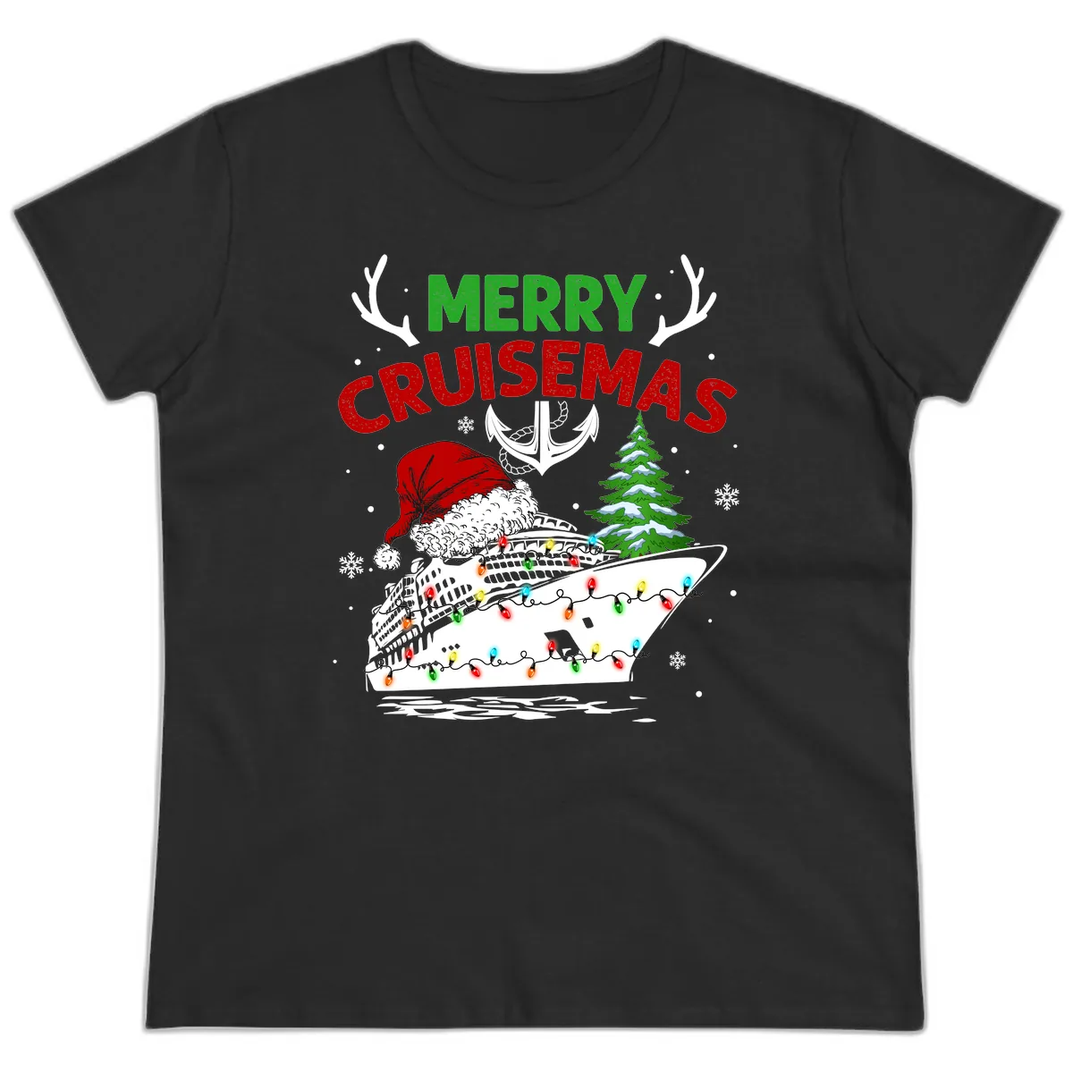 Merry Cruisemas Ladies Tee in Black
