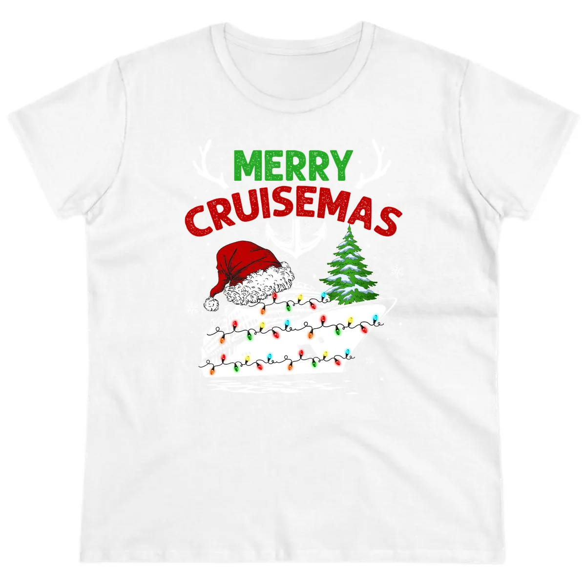 Merry Cruisemas Ladies Tee in White