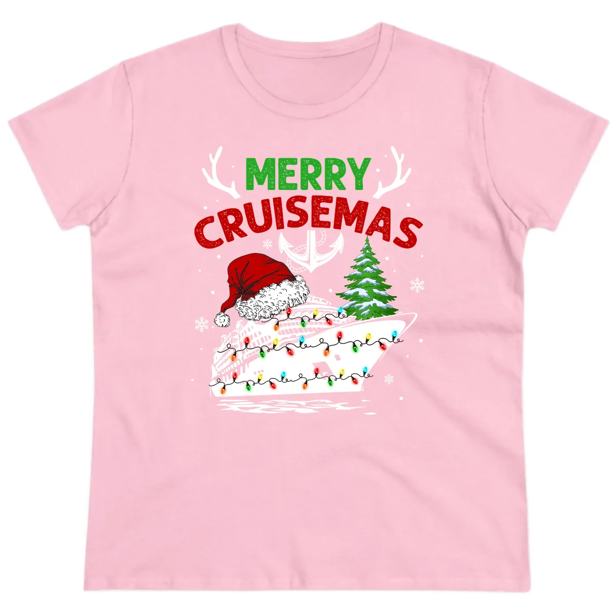 Merry Cruisemas Ladies Tee in Light Pink
