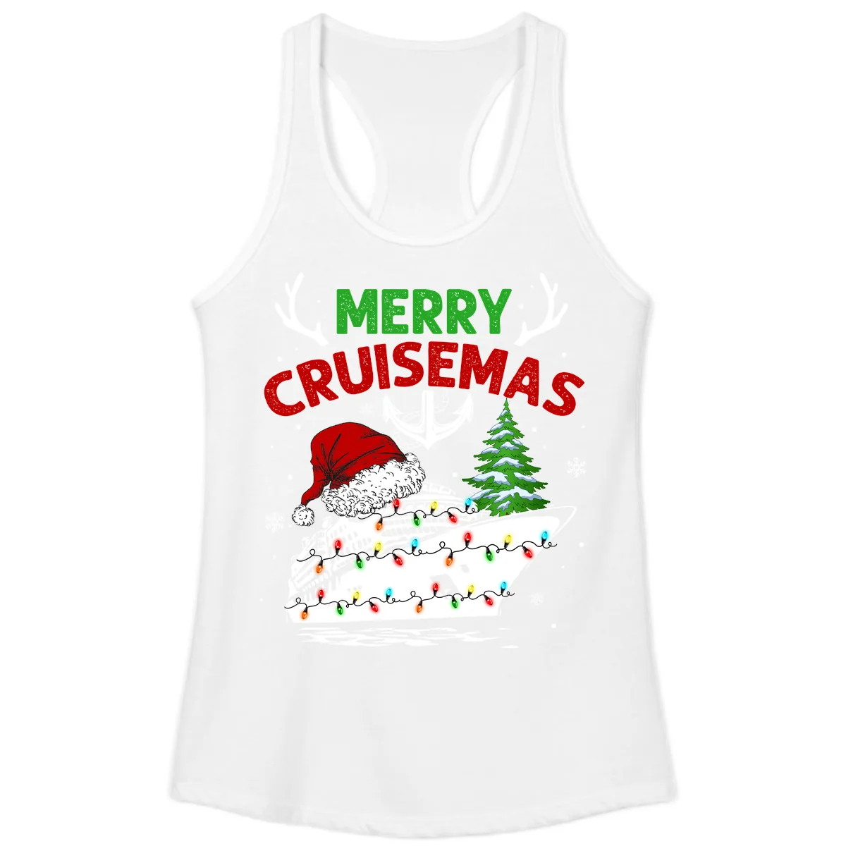 Merry Cruisemas Ladies Tank in White