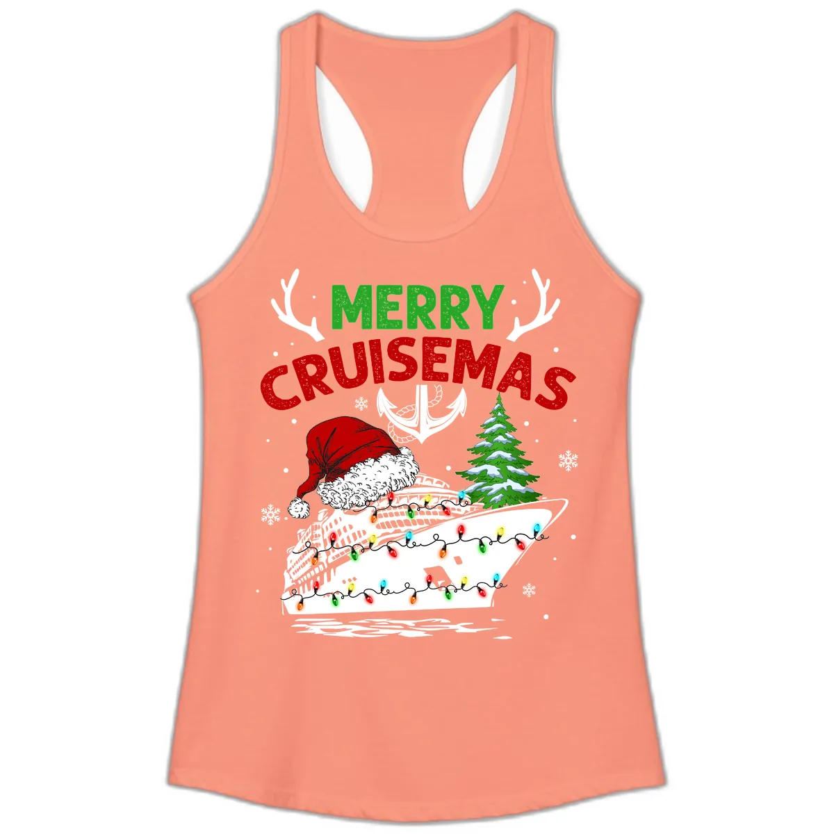 Merry Cruisemas Ladies Tank in Solid Light Orange