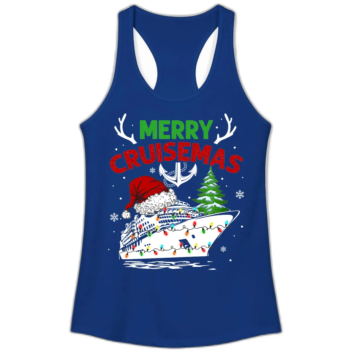 Merry Cruisemas Ladies Tank in Solid Royal