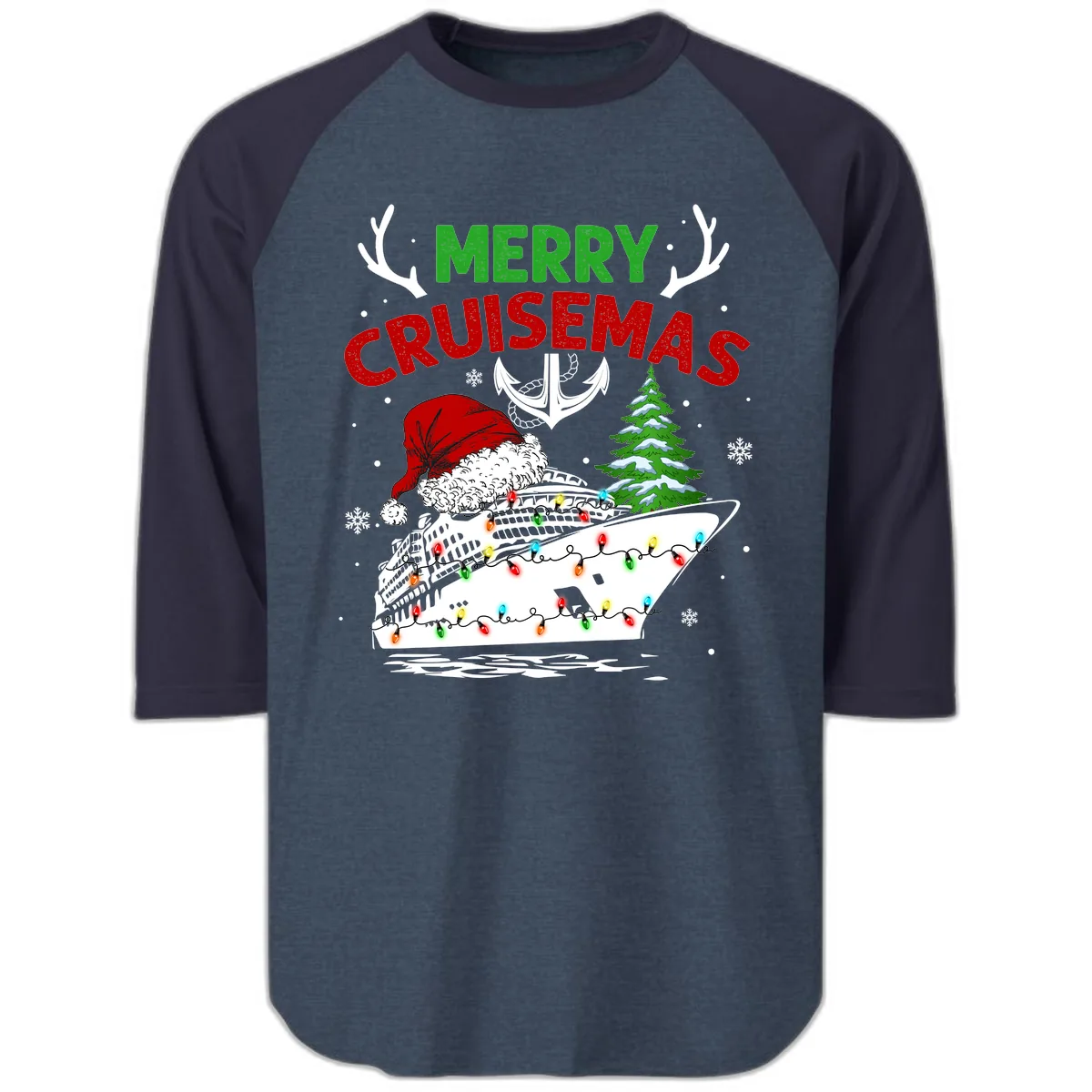 Merry Cruisemas Raglan 3/4 in Heather Denim Navy