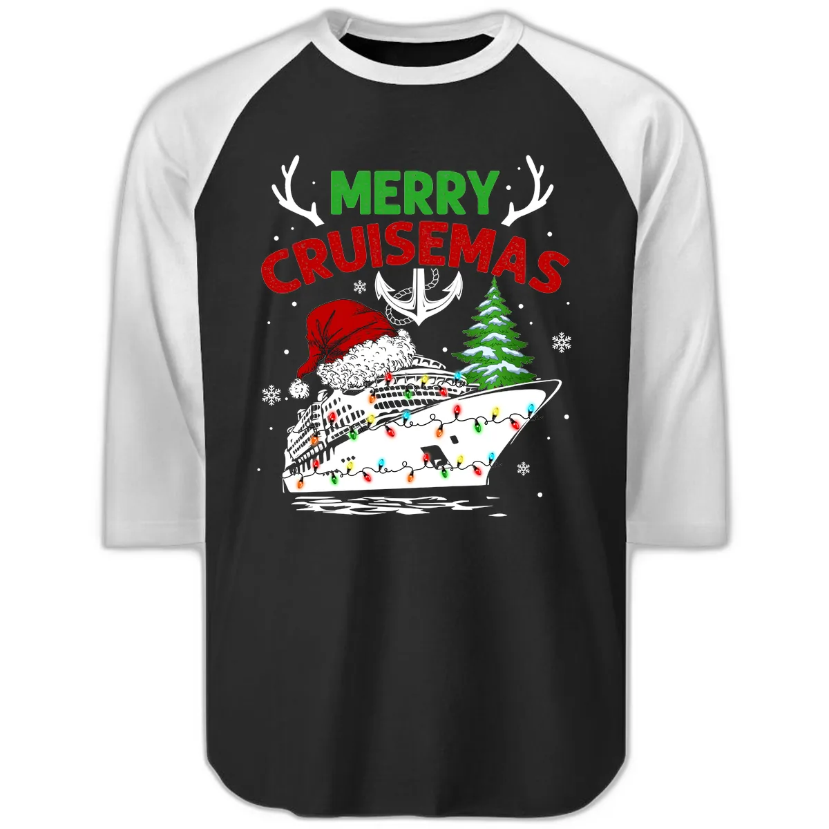 Merry Cruisemas Raglan 3/4 in Black White