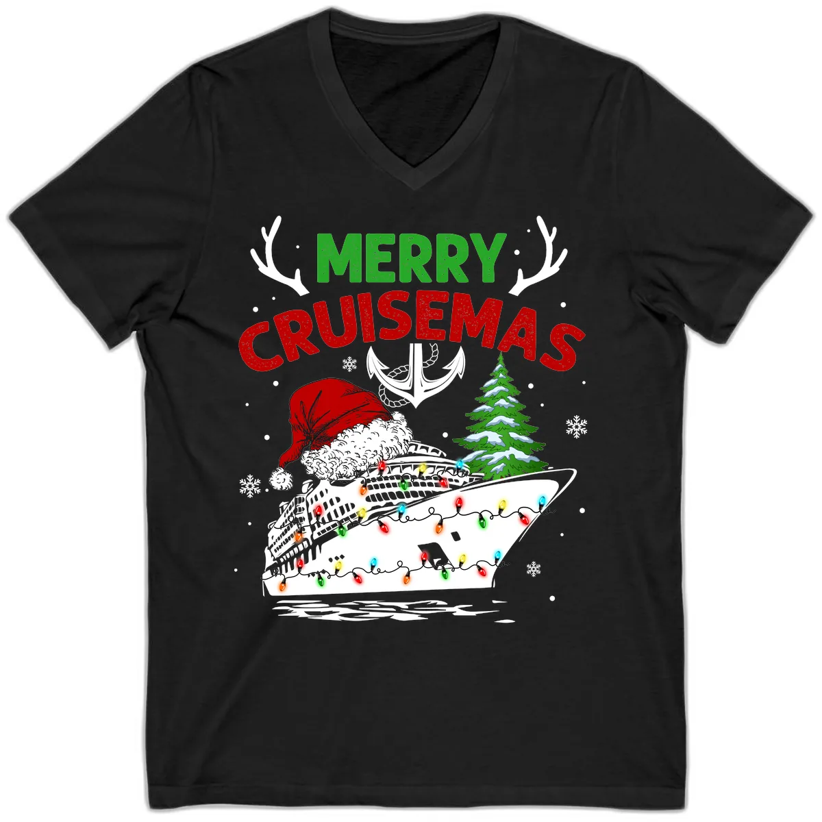 Merry Cruisemas V-Neck in Black