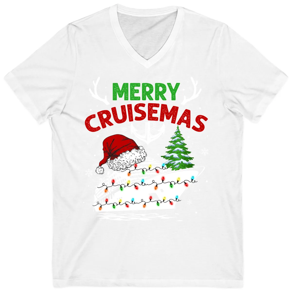 Merry Cruisemas V-Neck in White