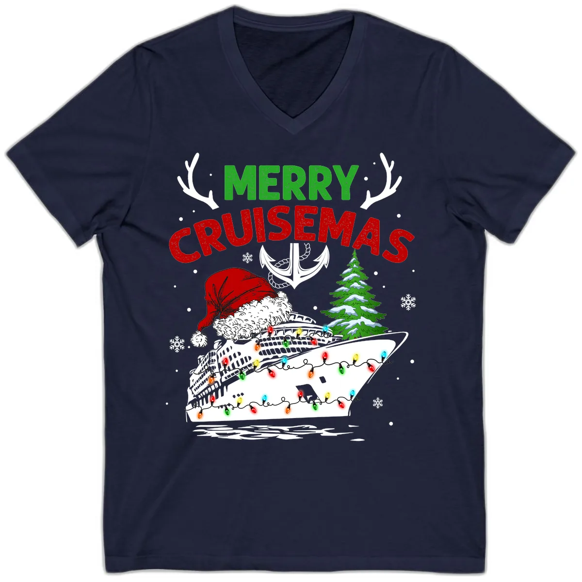Merry Cruisemas V-Neck in Navy