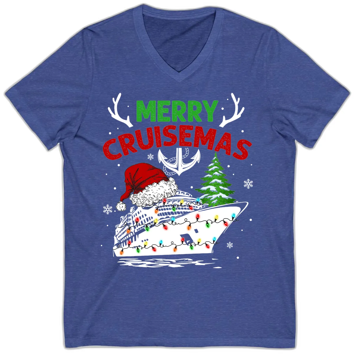 Merry Cruisemas V-Neck in Heather True Royal