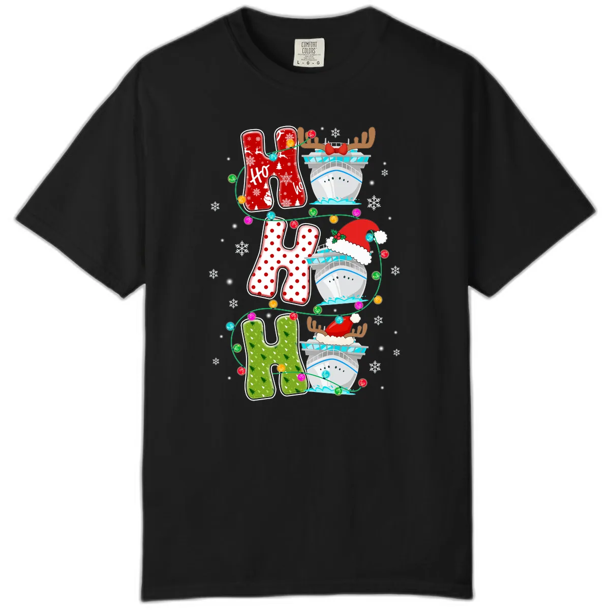 Ho Ho Ho Cruise Christmas Comfort Color in Black