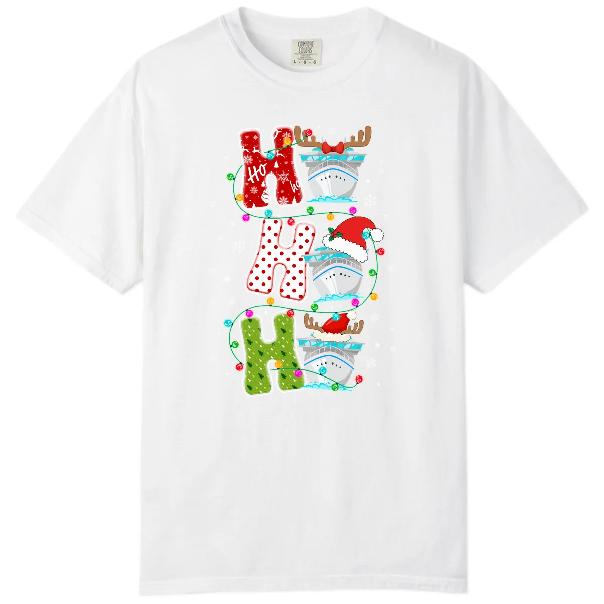 Ho Ho Ho Cruise Christmas Comfort Color in White