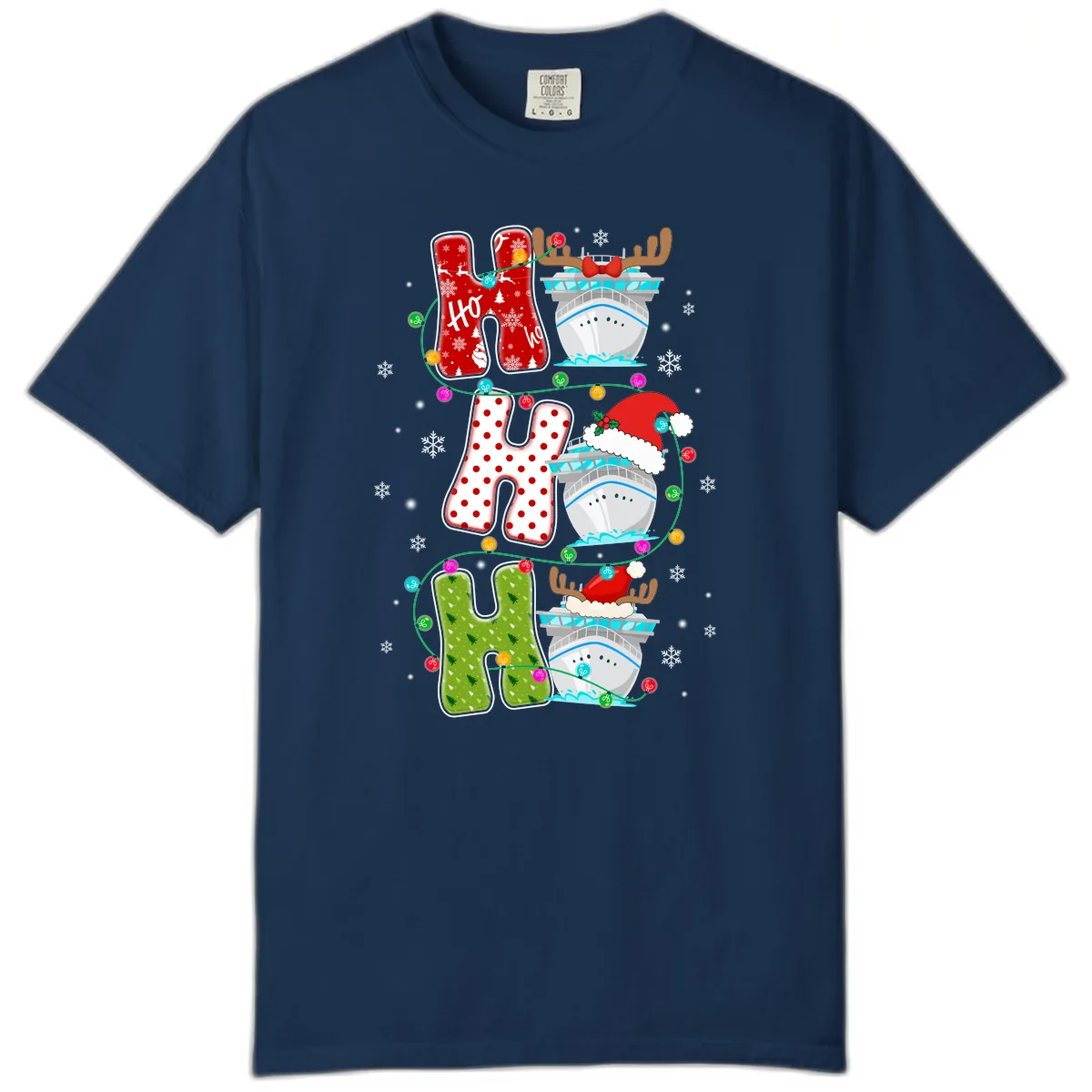Ho Ho Ho Cruise Christmas Comfort Color in Navy