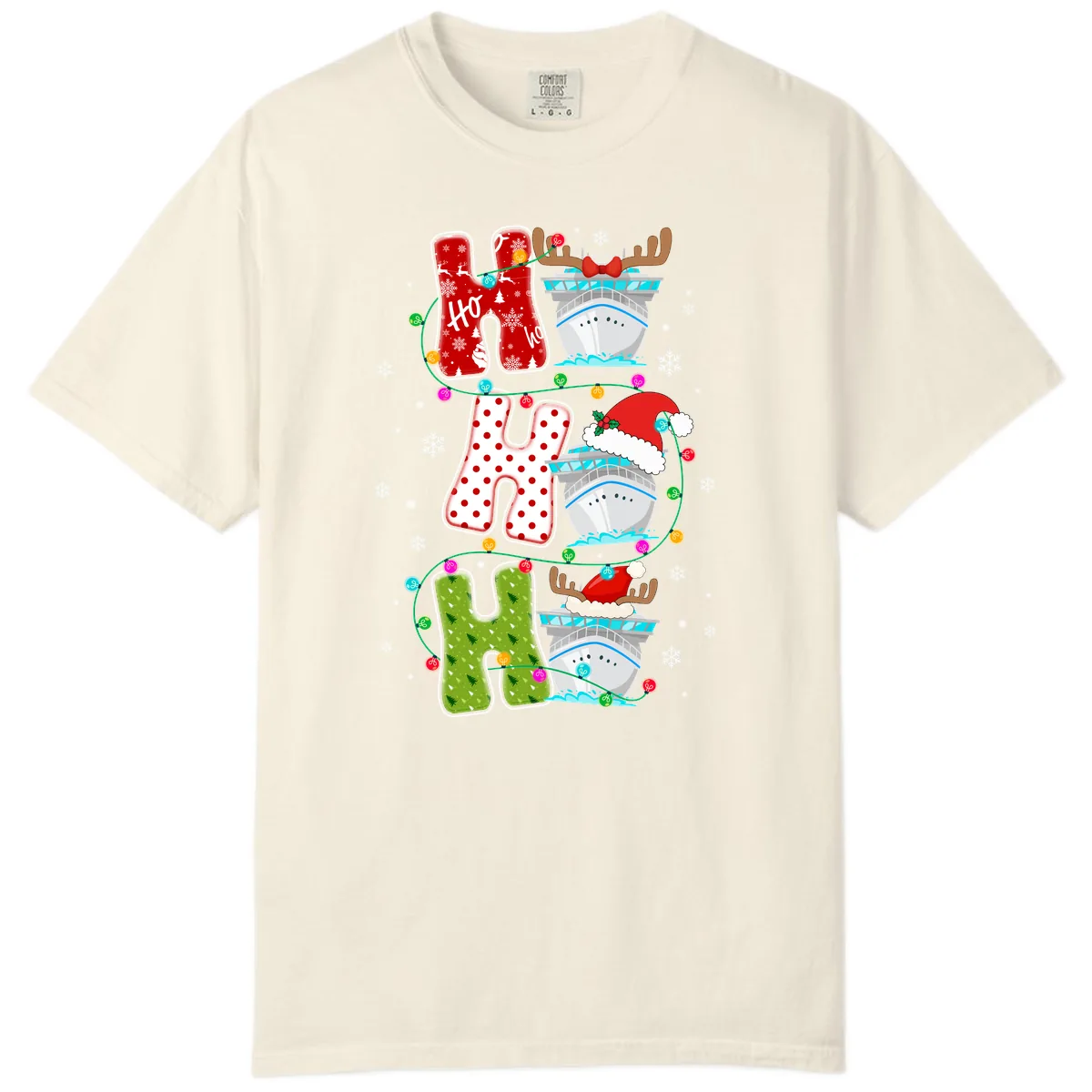 Ho Ho Ho Cruise Christmas Comfort Color in Ivory