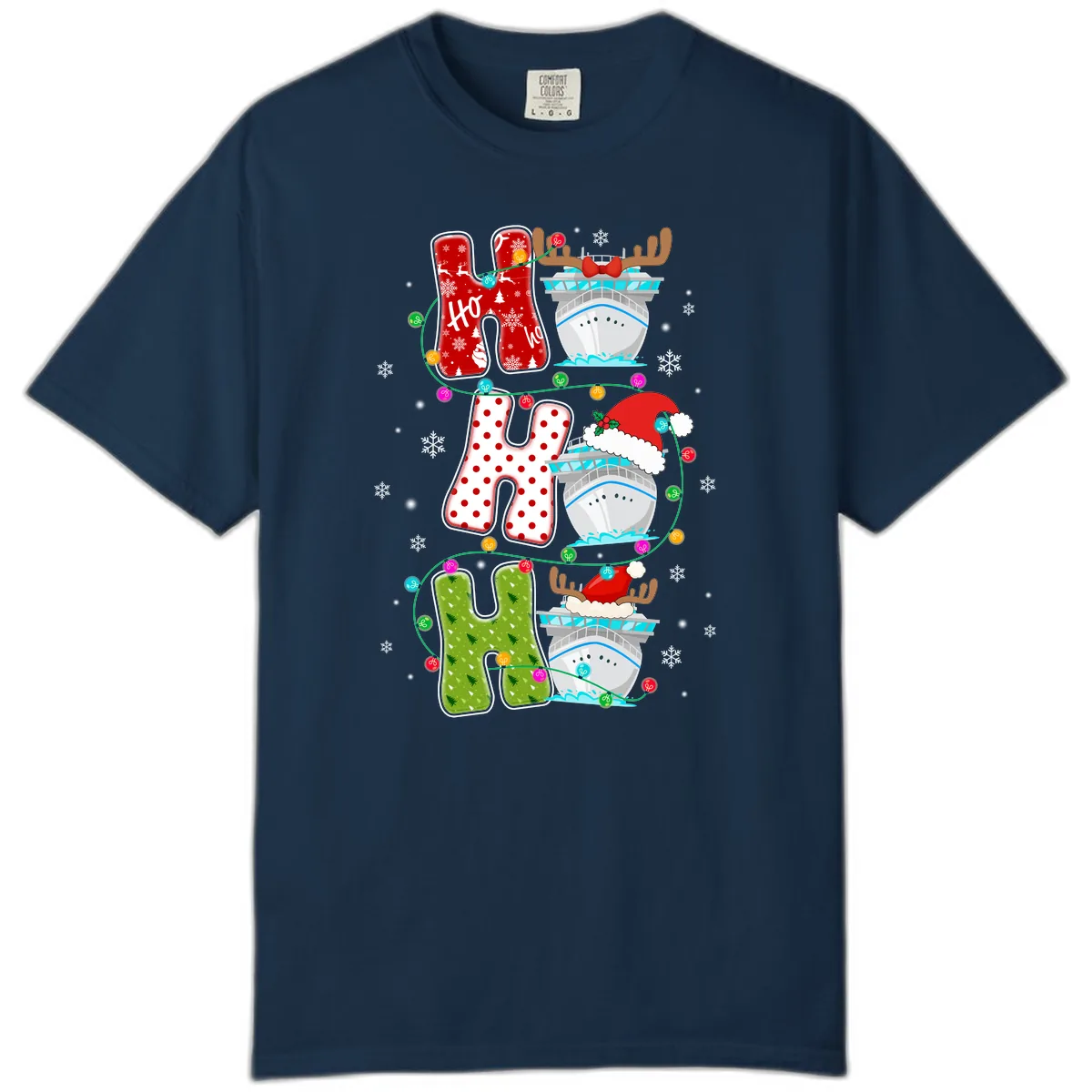 Ho Ho Ho Cruise Christmas Comfort Color in True Navy