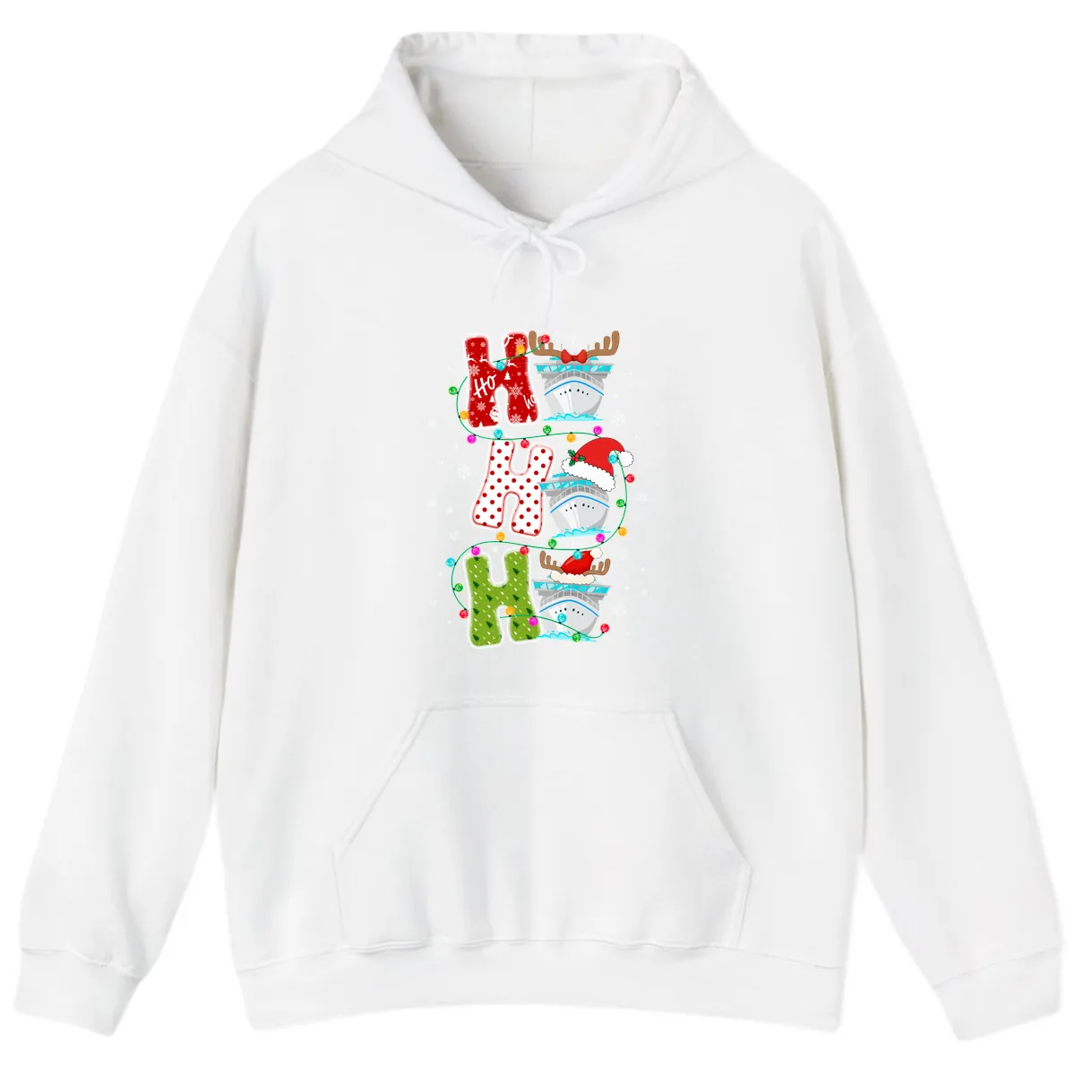 Ho Ho Ho Cruise Christmas Hoodie in White