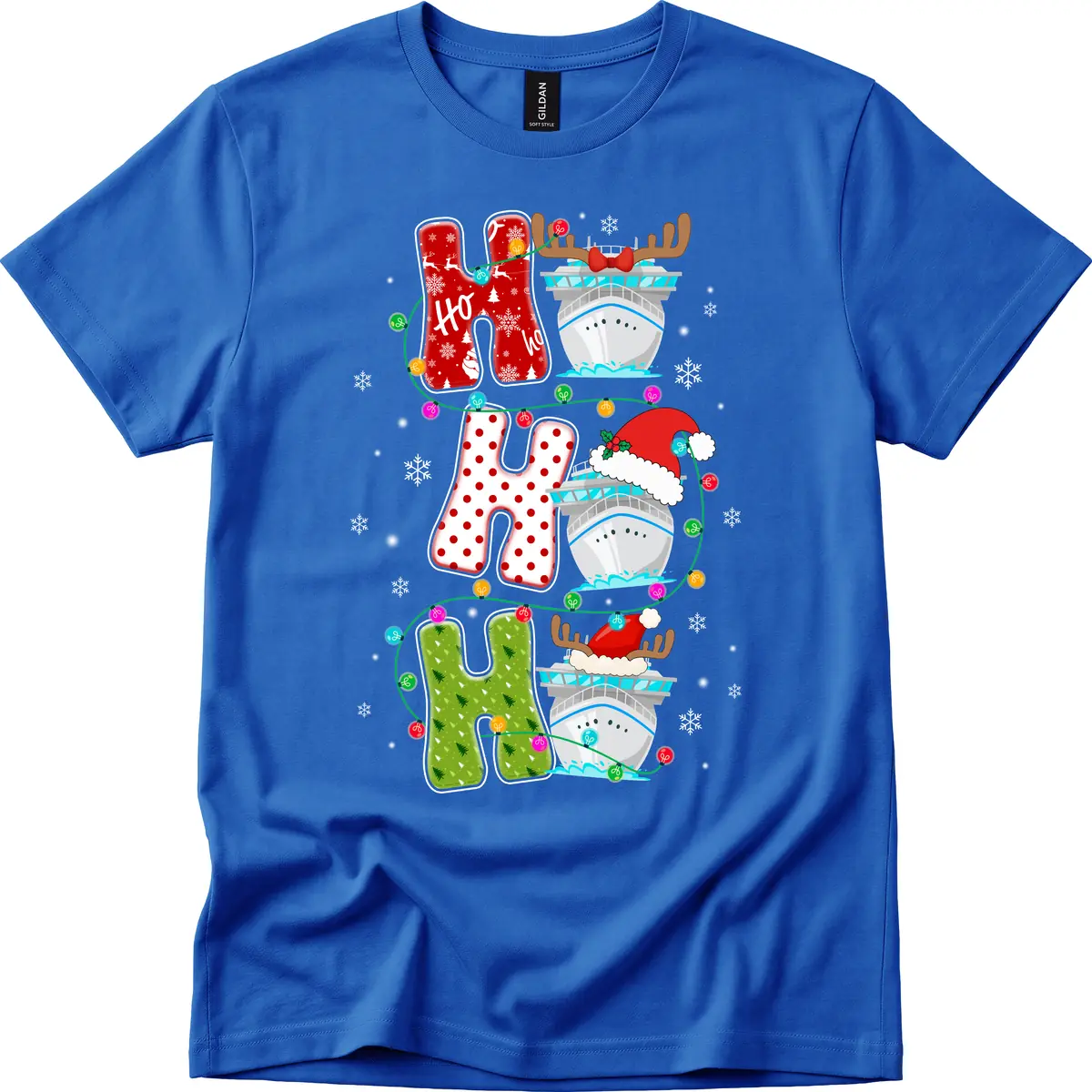 Ho Ho Ho Cruise Christmas T-Shirt in Royal