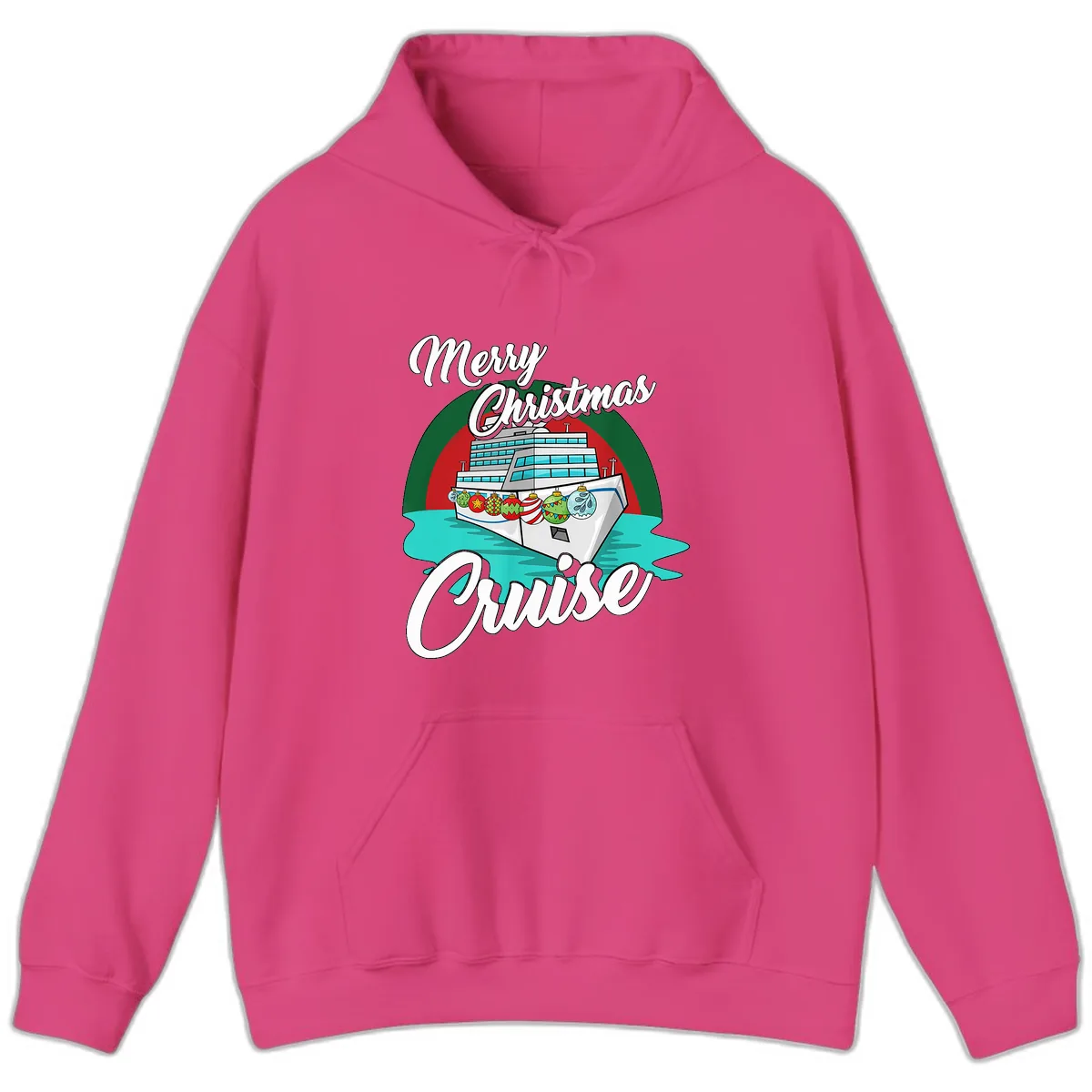 Merry Christmas Cruise Hoodie in Heliconia
