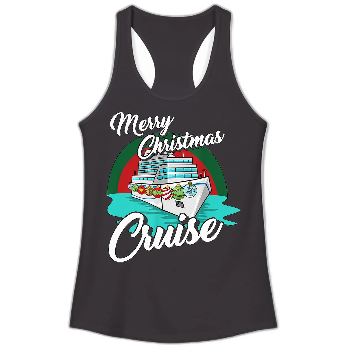 Merry Christmas Cruise Ladies Tank in Black