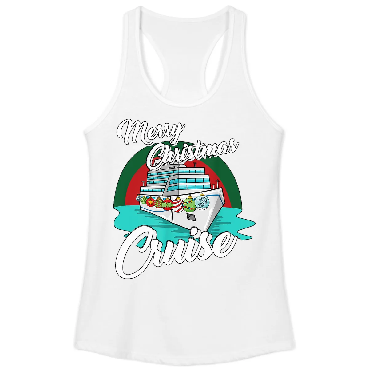 Merry Christmas Cruise Ladies Tank in White