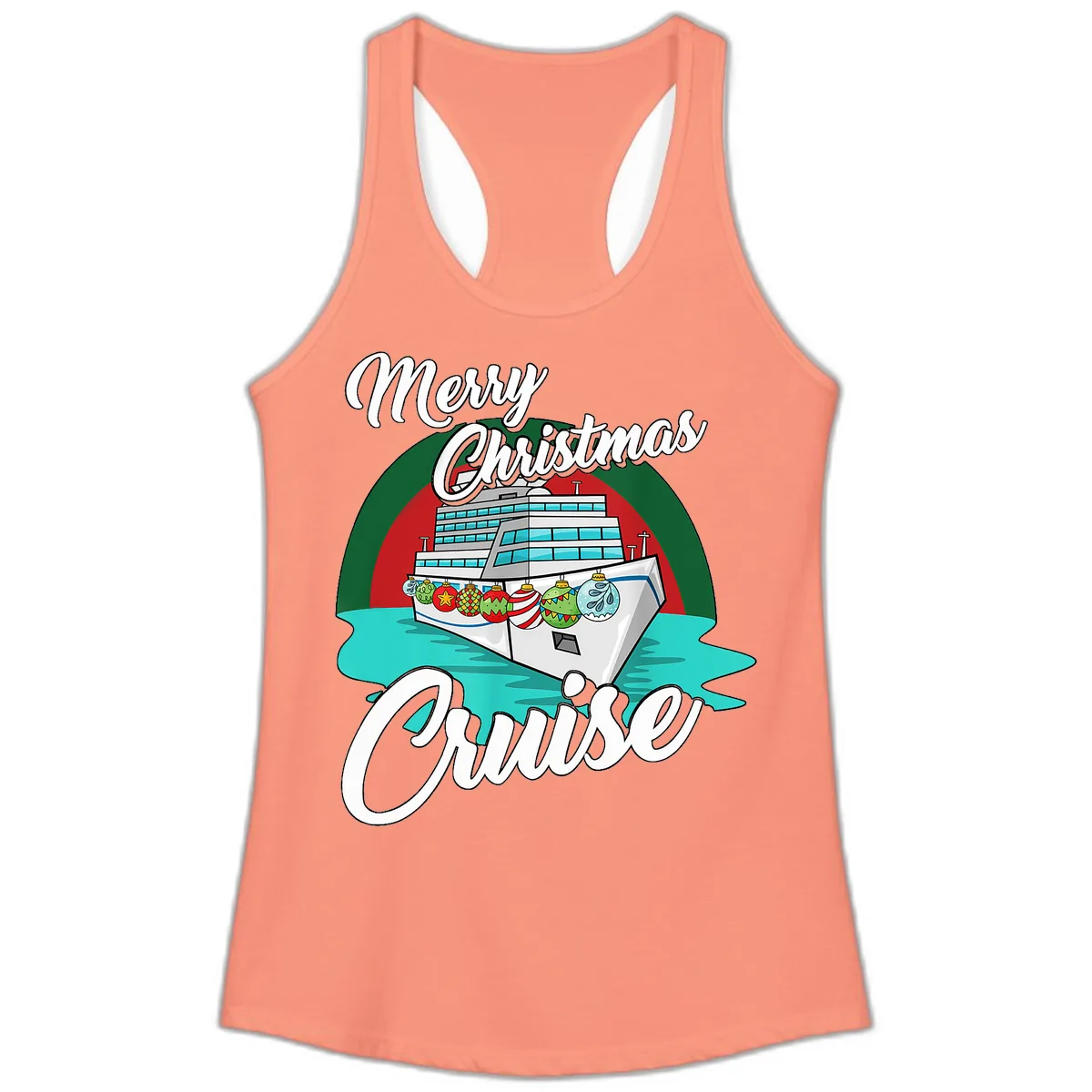 Merry Christmas Cruise Ladies Tank in Solid Light Orange