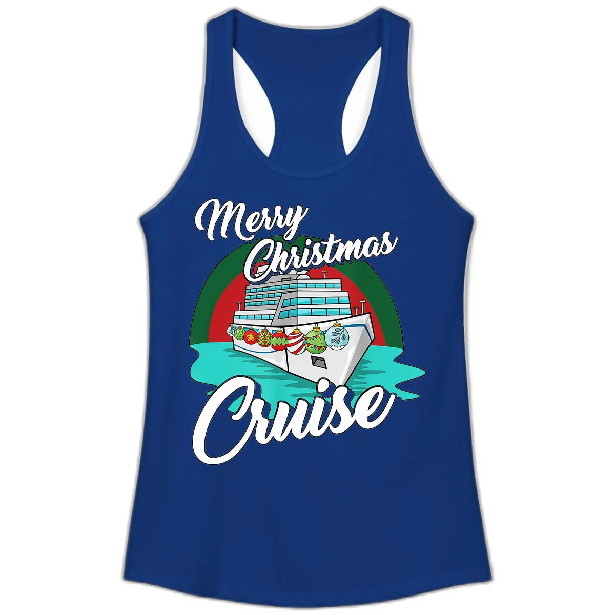 Merry Christmas Cruise Ladies Tank in Solid Royal