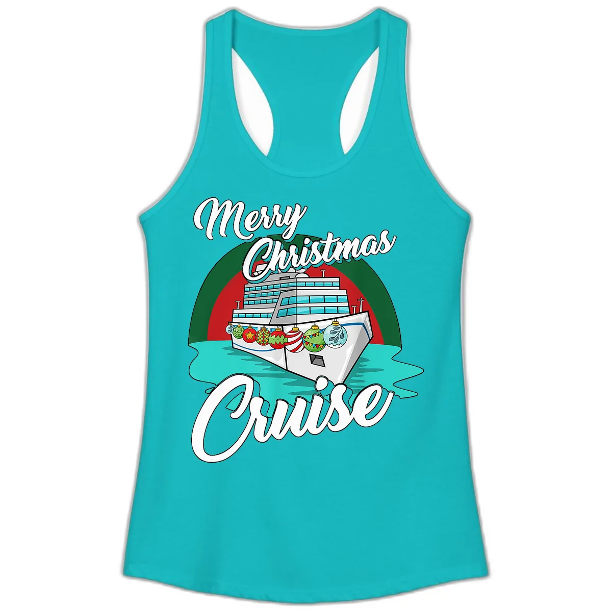 Merry Christmas Cruise Ladies Tank in Tahiti Blue