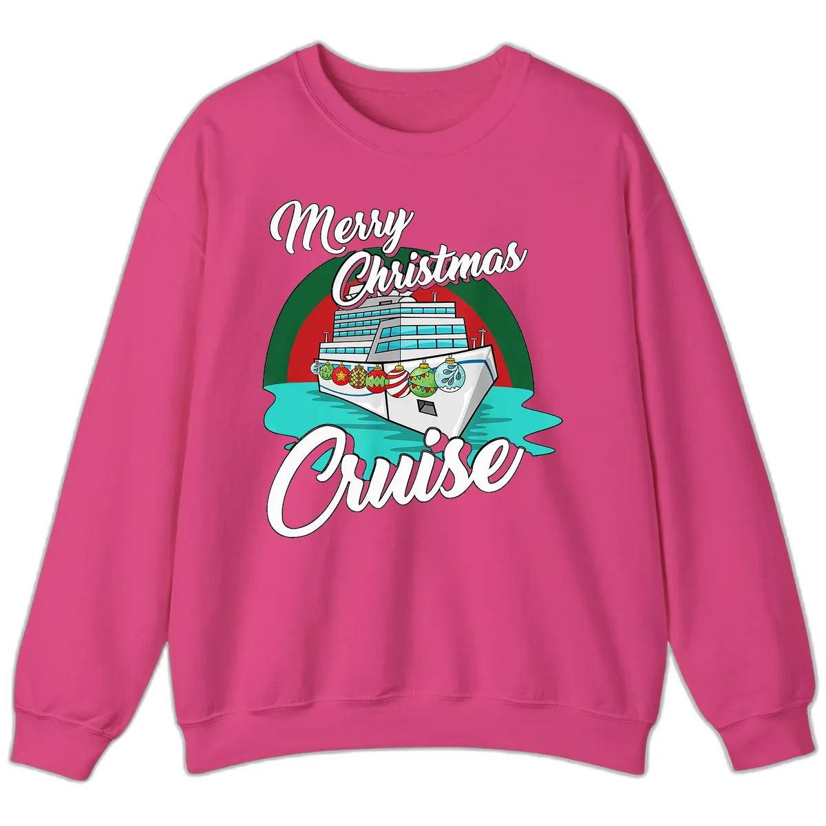 Merry Christmas Cruise Sweatshirt in Heliconia