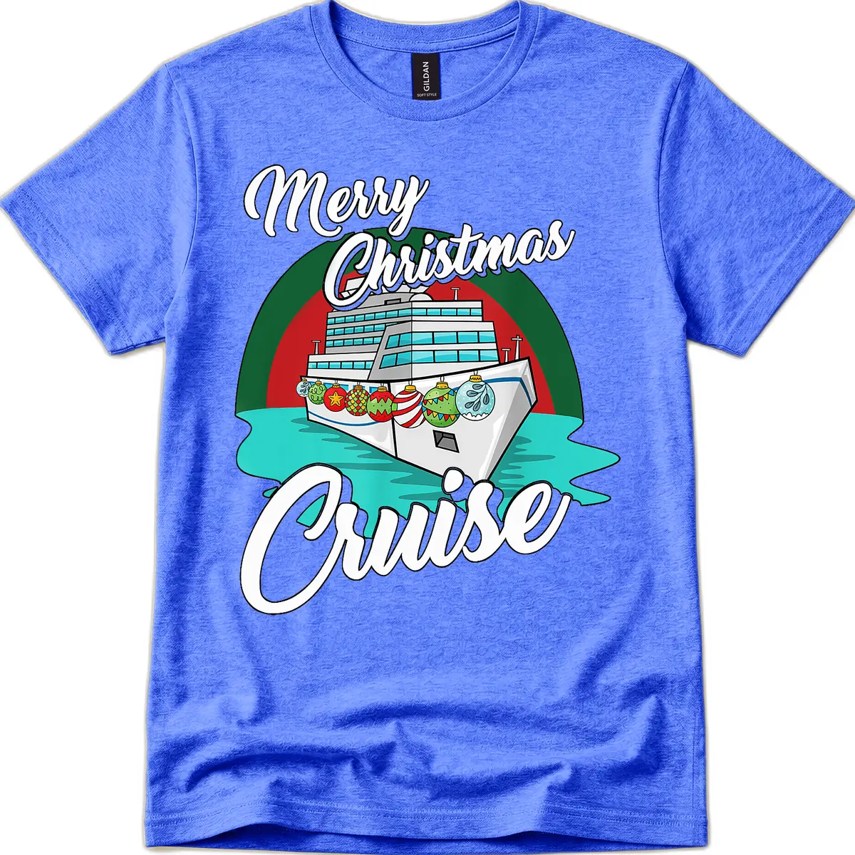 Merry Christmas Cruise T-Shirt in Heather Royal