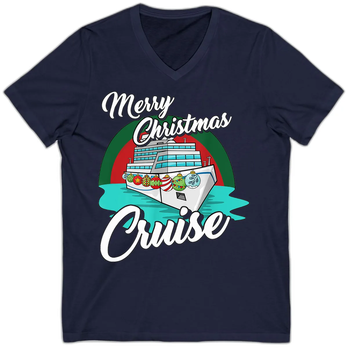 Merry Christmas Cruise V-Neck in Navy