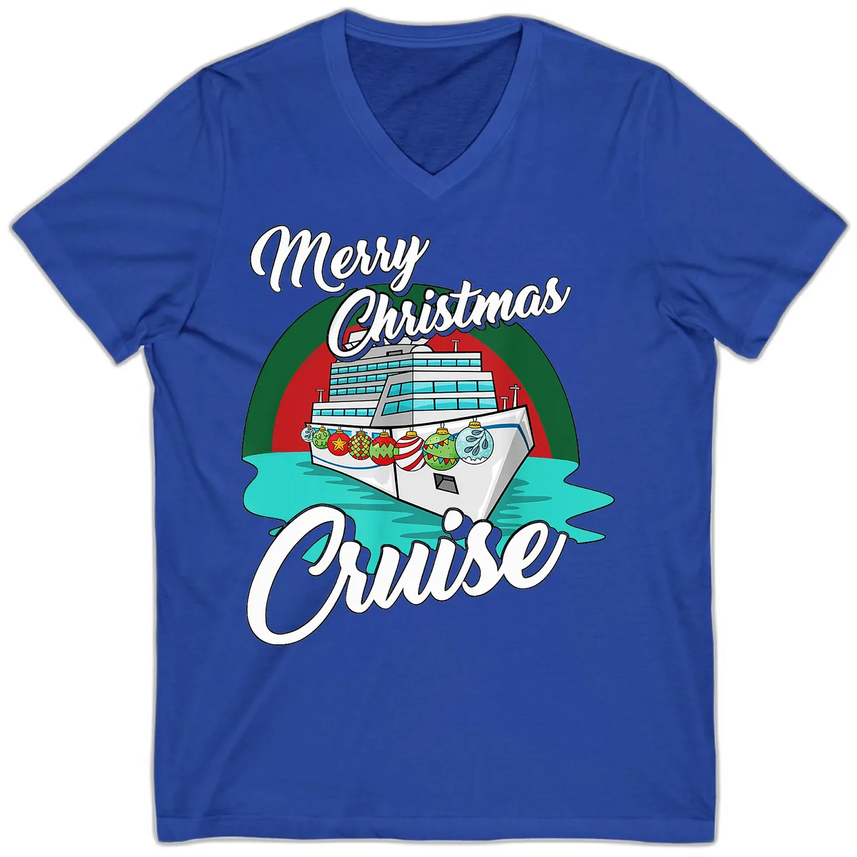 Merry Christmas Cruise V-Neck in True Royal