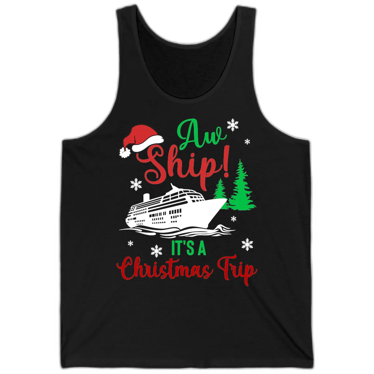 Aww Ship Christmas Cruise Tank in Black