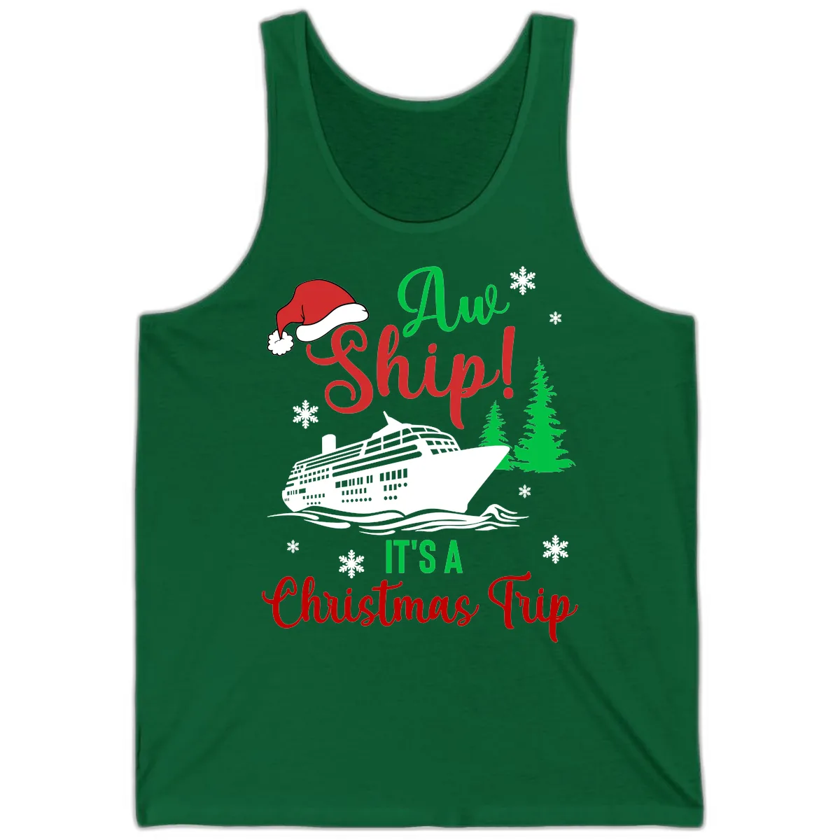 Aww Ship Christmas Cruise Tank in Kelly