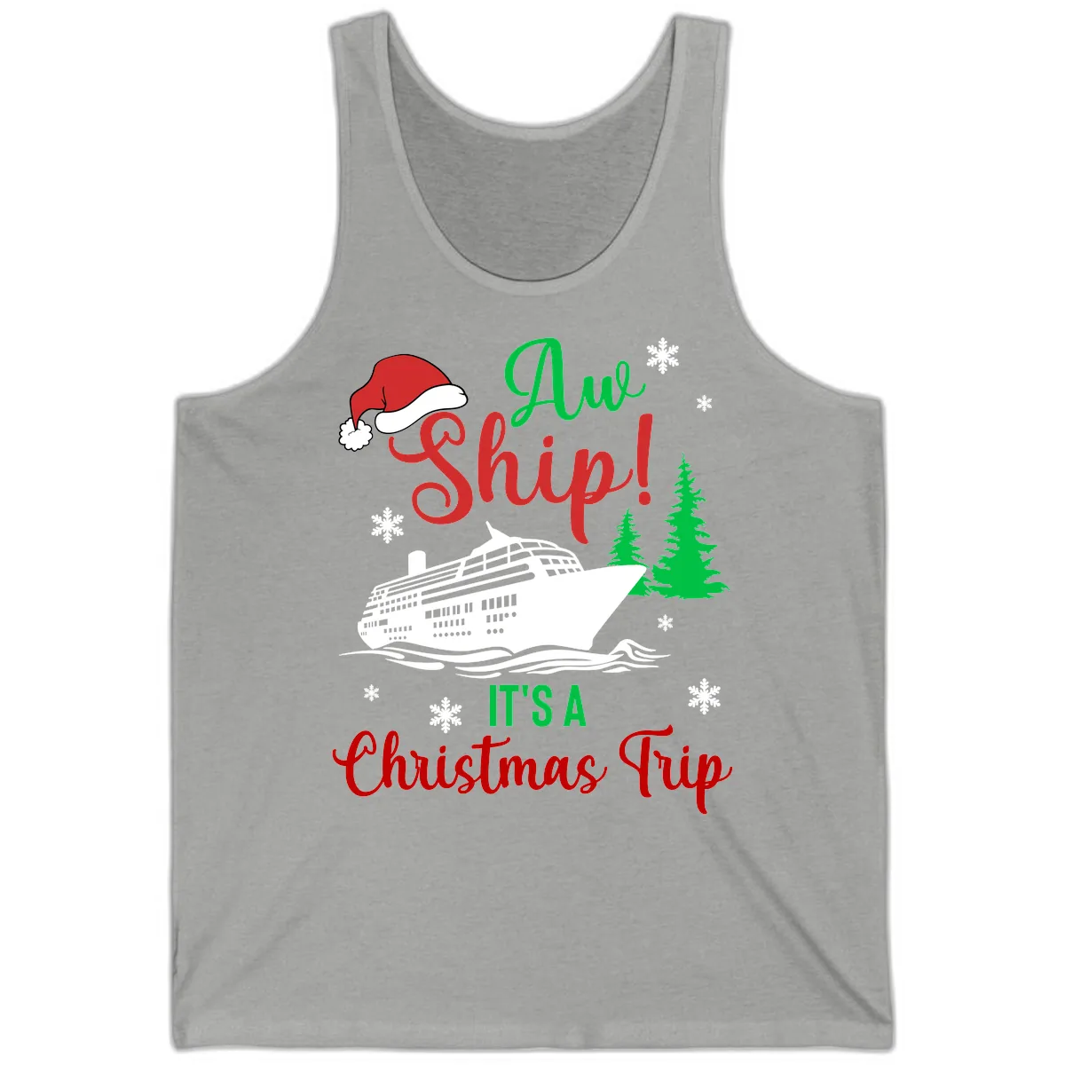 Aww Ship Christmas Cruise Tank in Athletic Heather